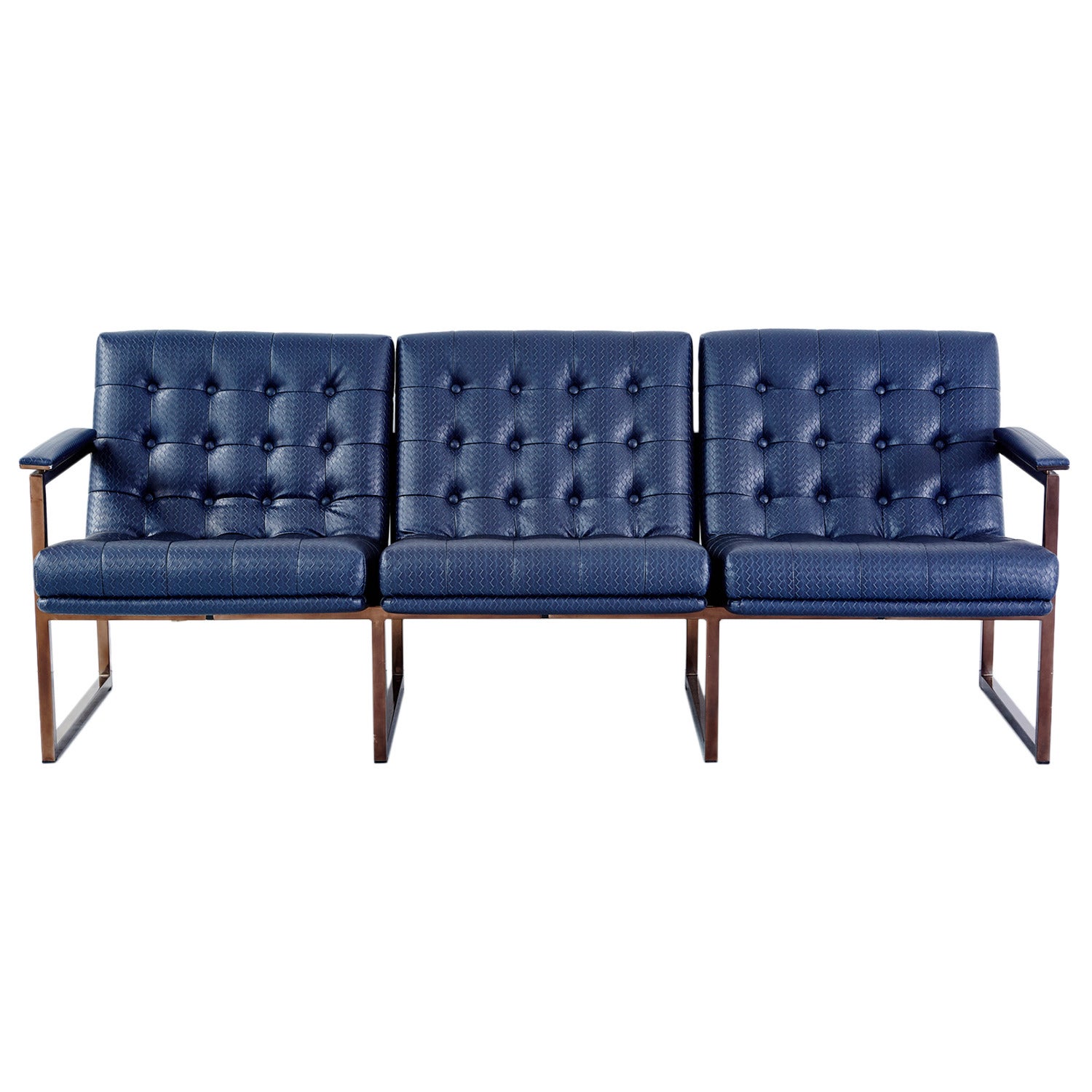 Milo Baughman Leather Sofa Newly Upholstered