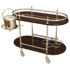 Vintage Art Deco Bar or Serving Cart and Ice Bucket