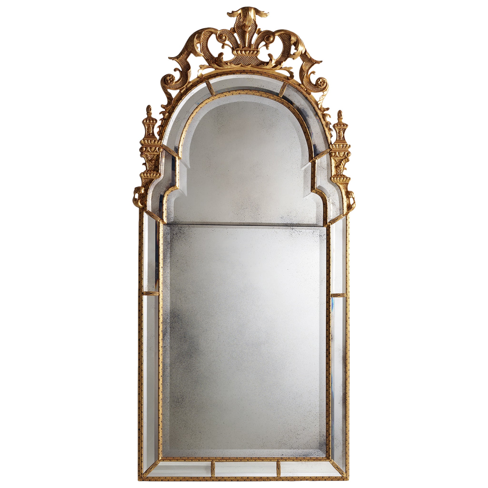 British Stately Homes Wakefield Mirror with Panels in Gold and Gold-Black Trim