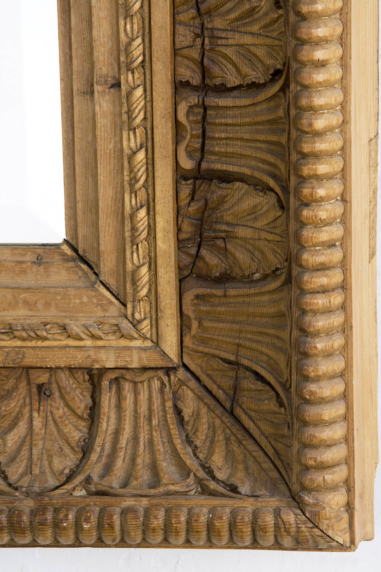 Baroque Irish Carved Pine Mirror with Bevel