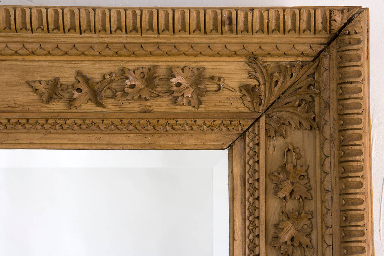 Carved Pine Frame with Beveled Mirror at 1stdibs