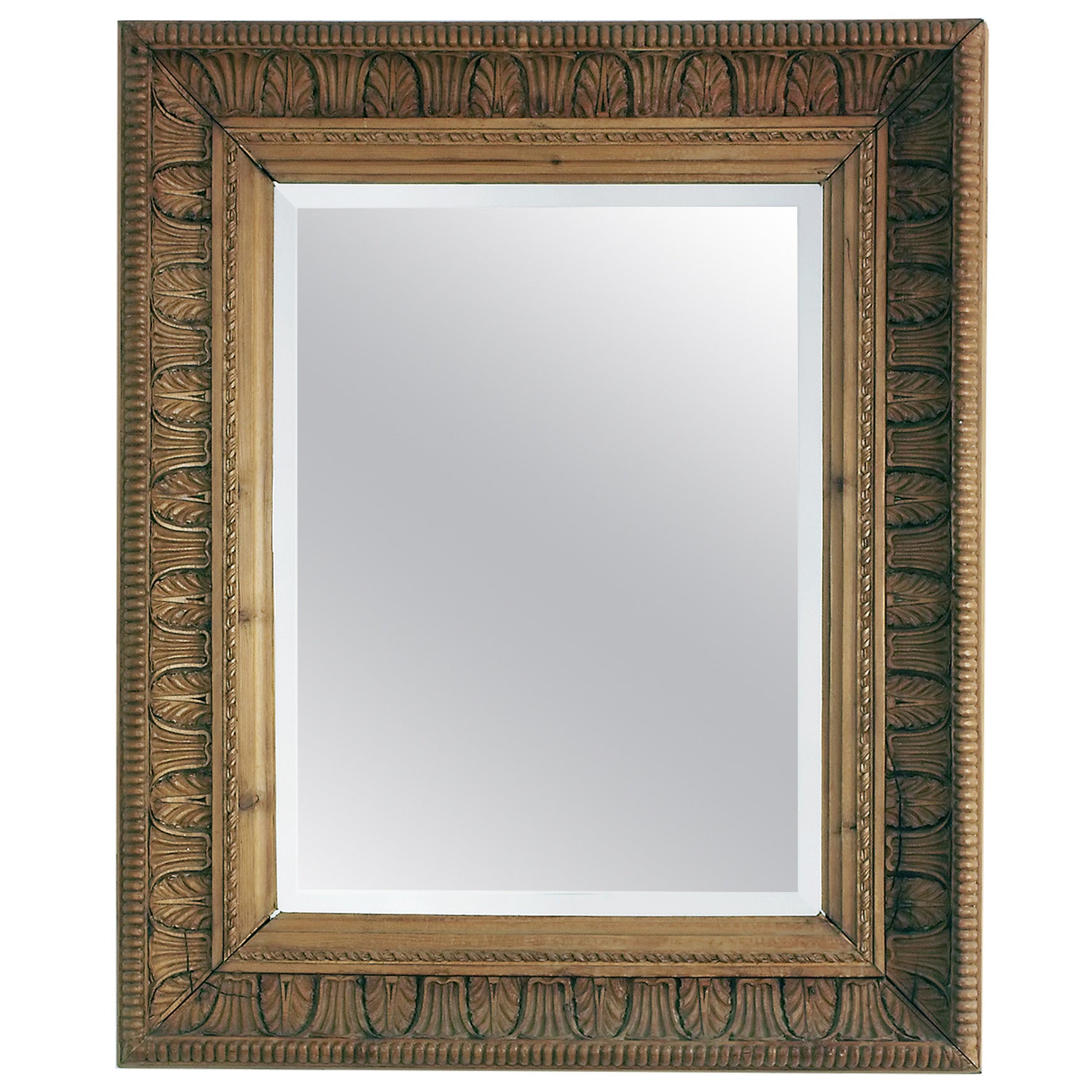 Irish Carved Pine Mirror with Bevel