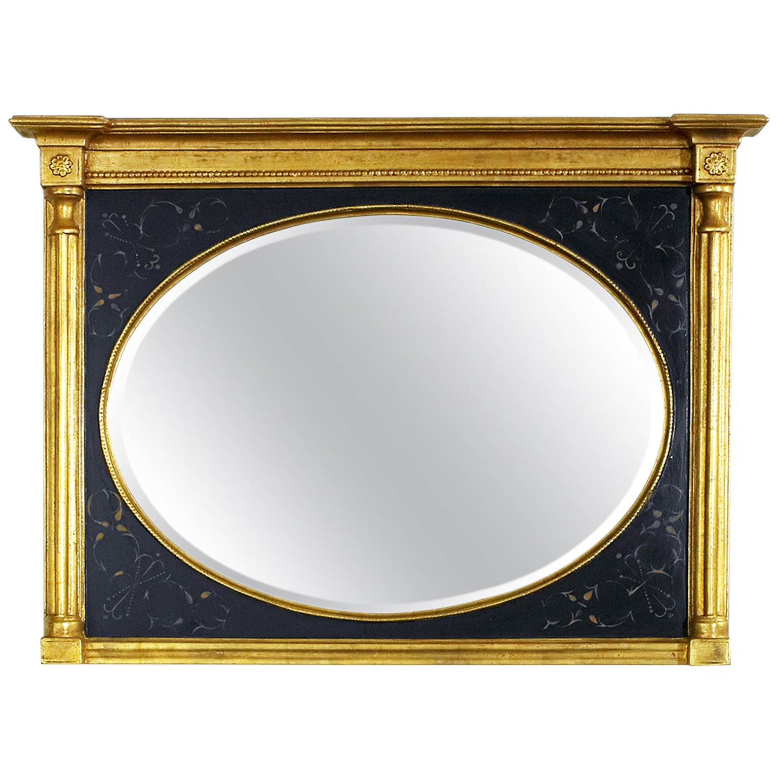 Black and Gold Mirror with Bevel Over Man's Chest