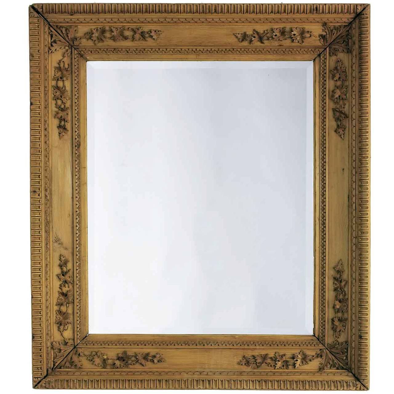 Carved Pine Frame with Beveled Mirror at 1stdibs