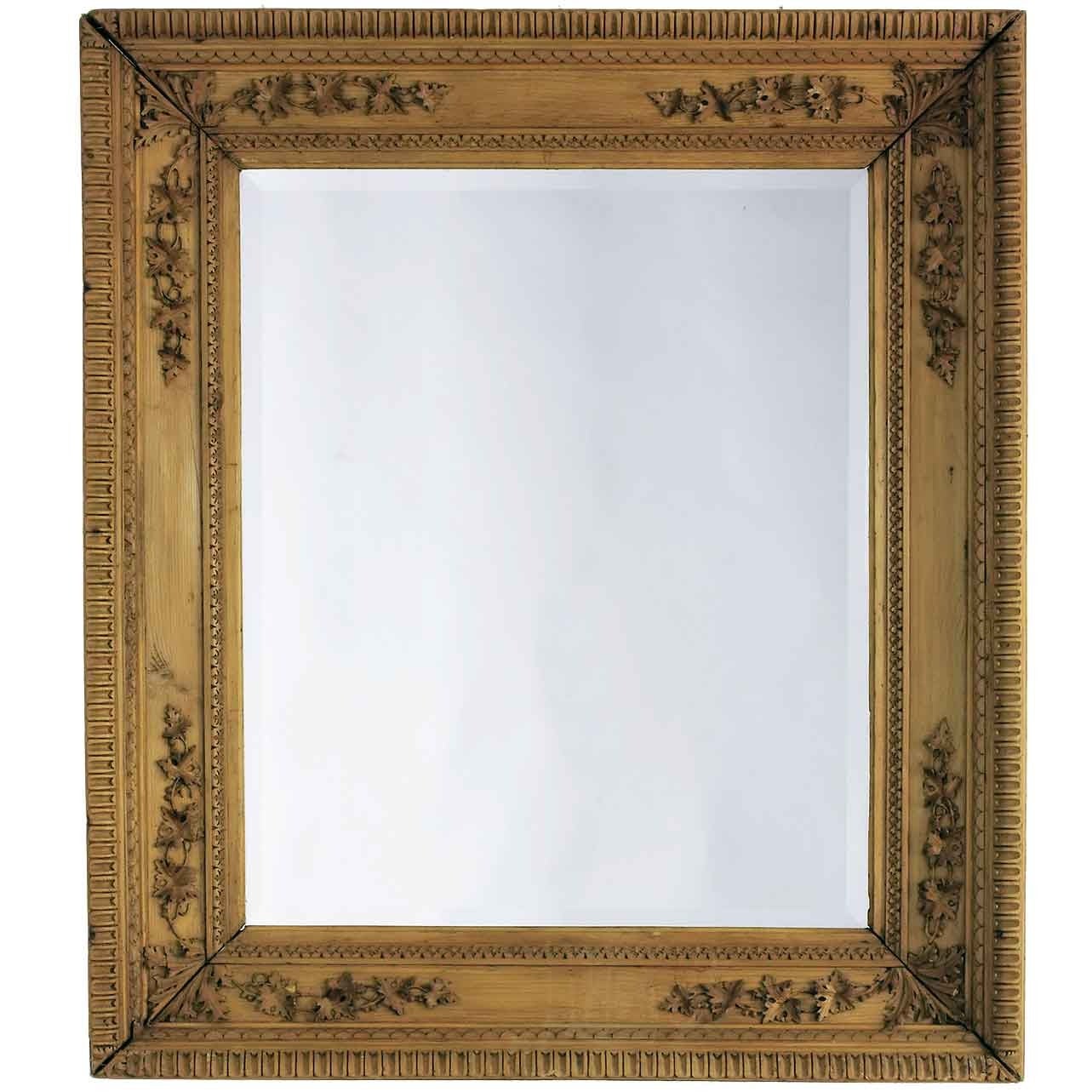 Carved Pine Frame with Beveled Mirror