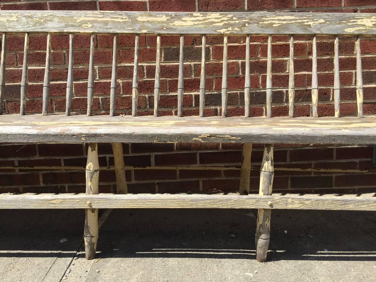 20th Century Monumental Deacons Train Station Spindle Back Bench