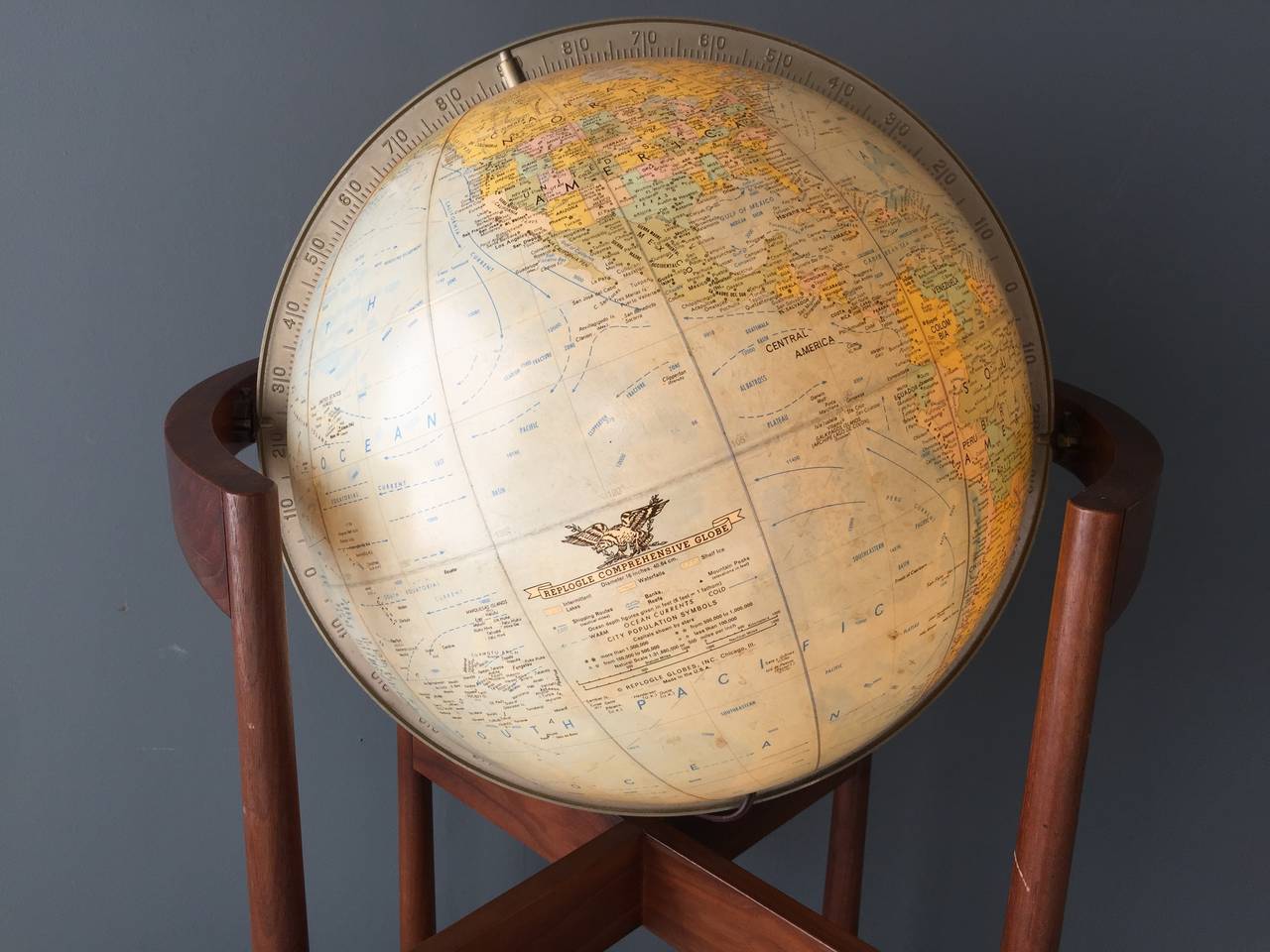 Jens Risom Vintage Illuminated World Globe on Stand 4