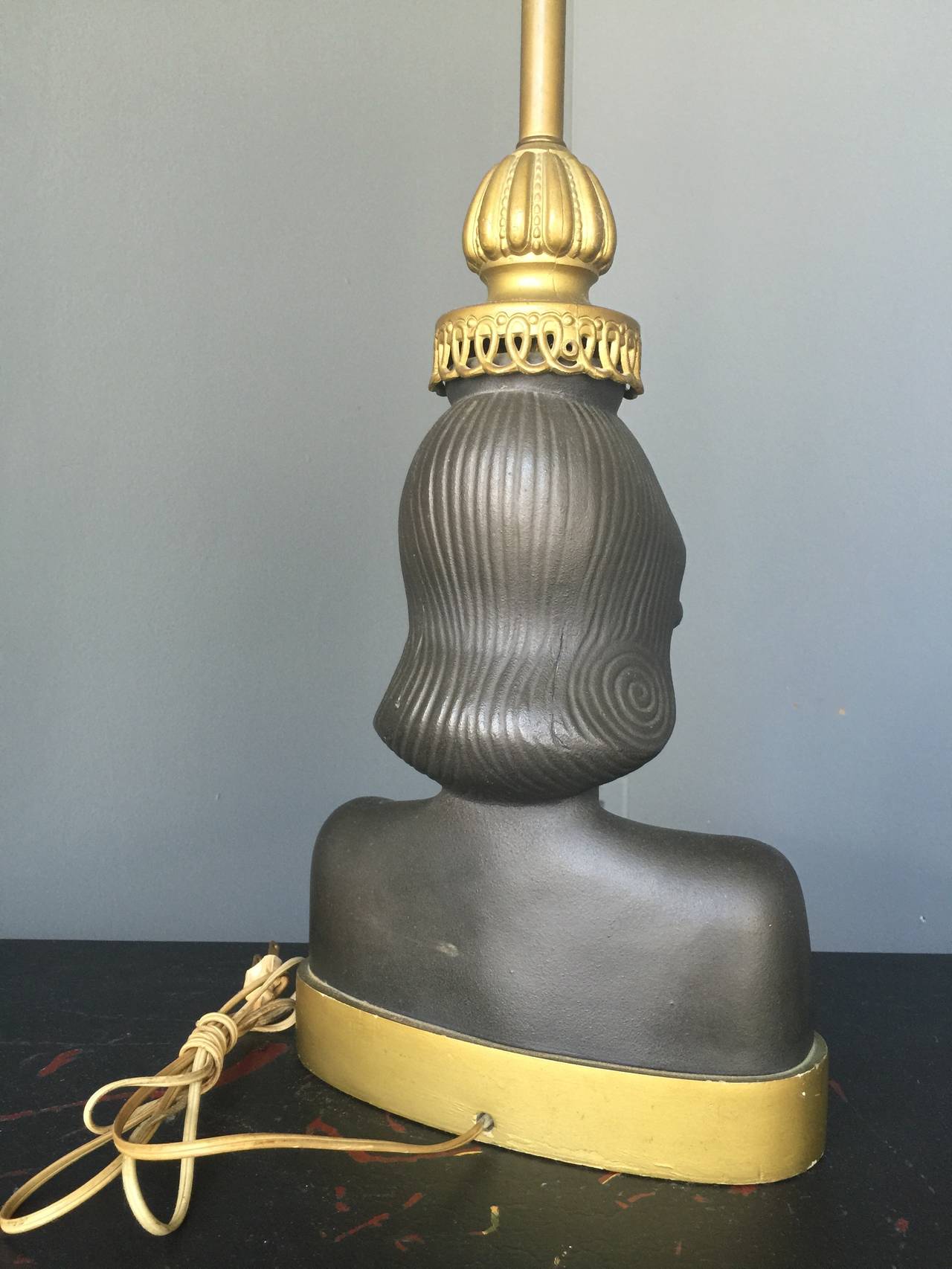 Fit for a Queen, South Seas Style Figural Vintage Female Bust Lamp at