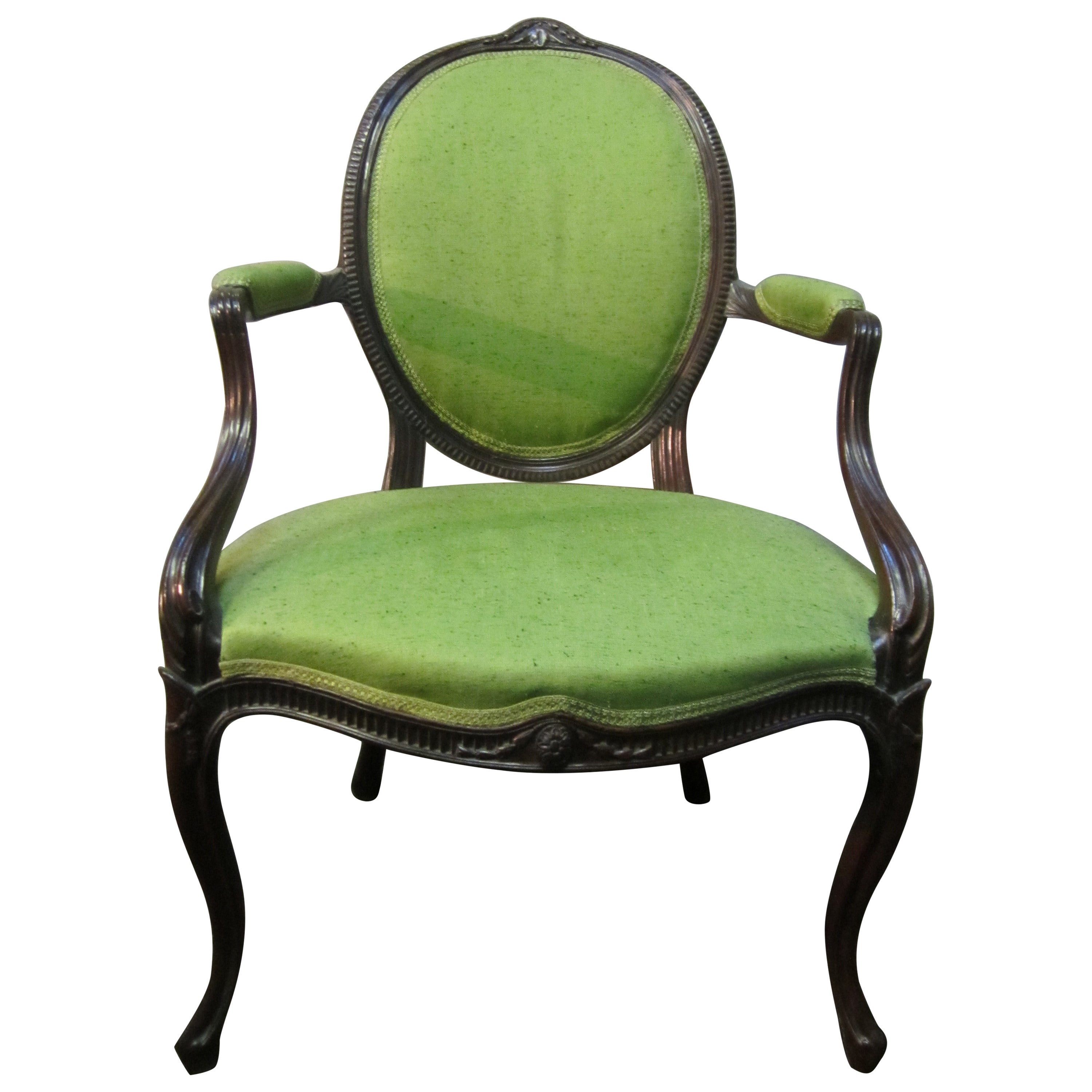 18th Century George III Mahogany Open Armchair For Sale