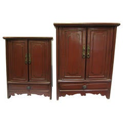 Antique Pair of Early 20th Century Chinese Table Top Cabinets
