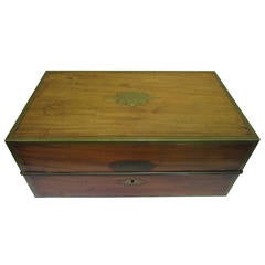 Antique 19th Century Captains Campaign Writing Chest