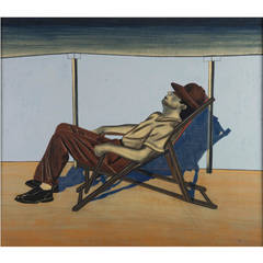 Bruno Vekemans, Man on Deckchair, Gouache, 1993