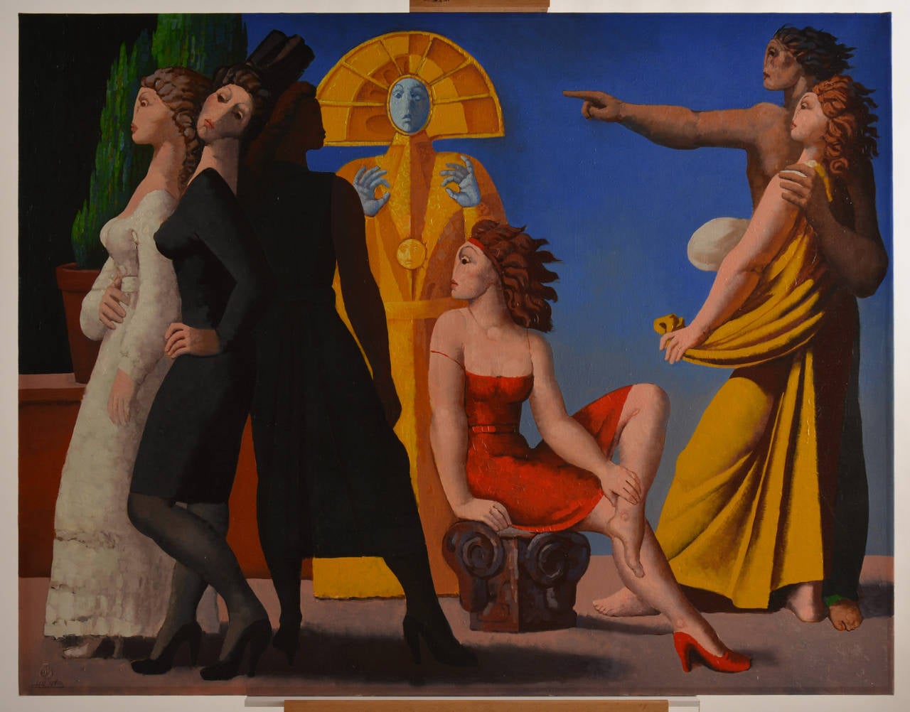 José Herrera (Spain, 1943), titled: l'evènement du printemps, signed with monogram bottom left and in verso, 1993, oil on canvas, Dimensions: 146 x 114.