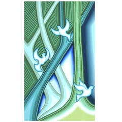 Gijs van den Elshout "Forest with Birds" Gouache on Paper