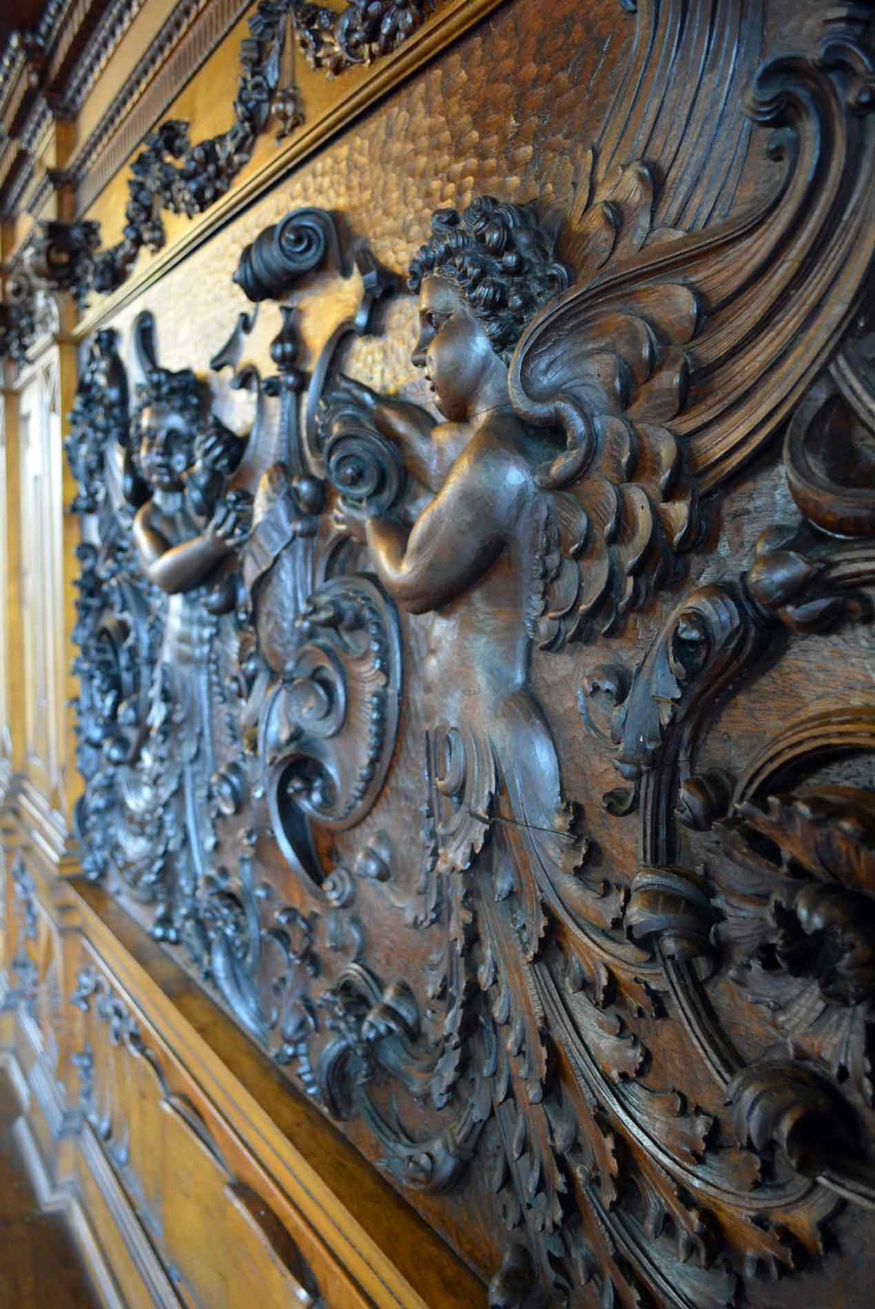Wood Massive Early American, Hand-Carved Overmantel in Butternut