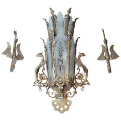 Art Deco Theatre Sconce with Dragons