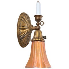 Colonial Revival Sheffield Gas or Electric Sconce with Art Glass Shade