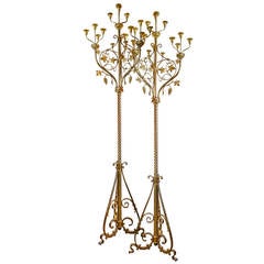 Ornate 1920's  Brass Candelabra Pair - Eight foot in Height