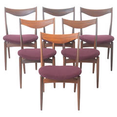 Mid-Century Danish Modern Teak Dining Chairs in Scandinavian Wool, Set of 6