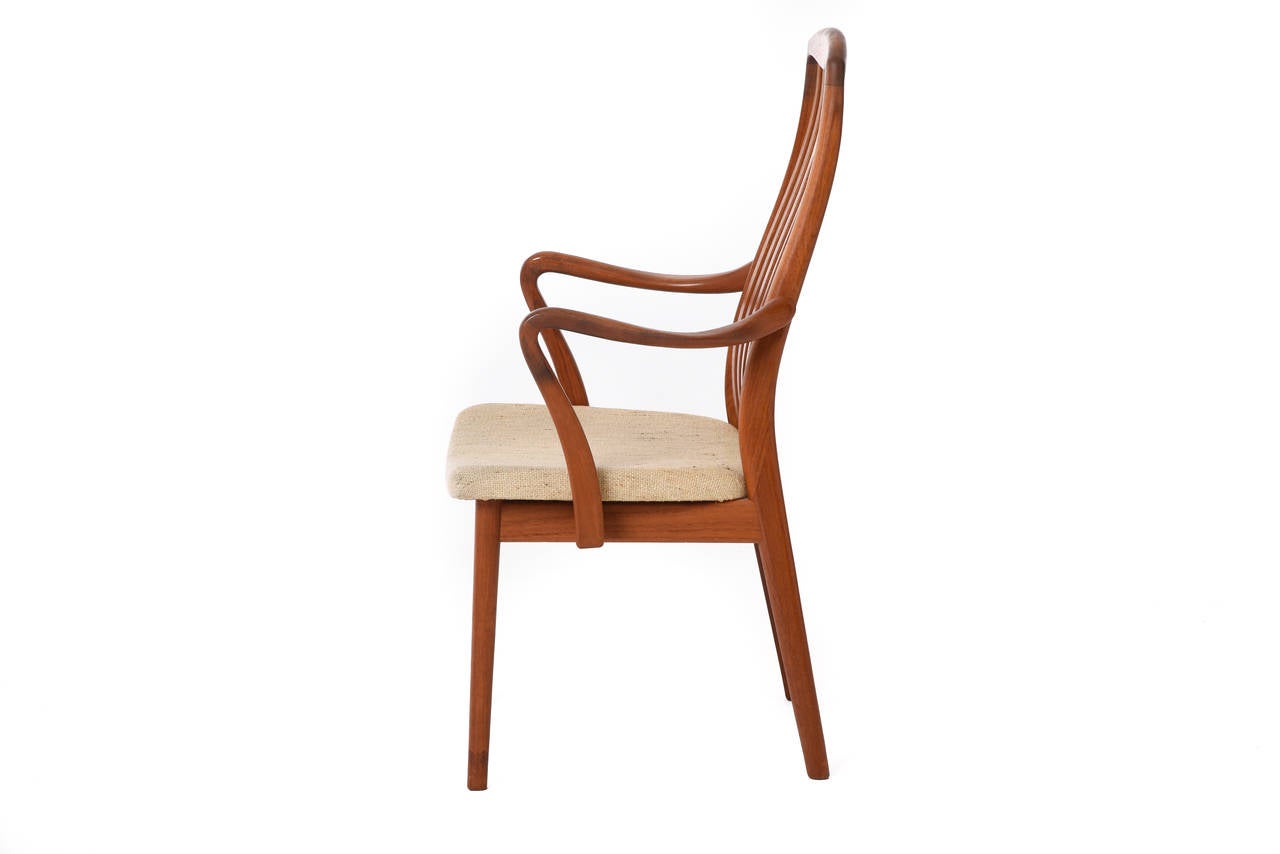 Scandinavian Modern Danish Modern Slat-Back Dining Chairs, Set of Six