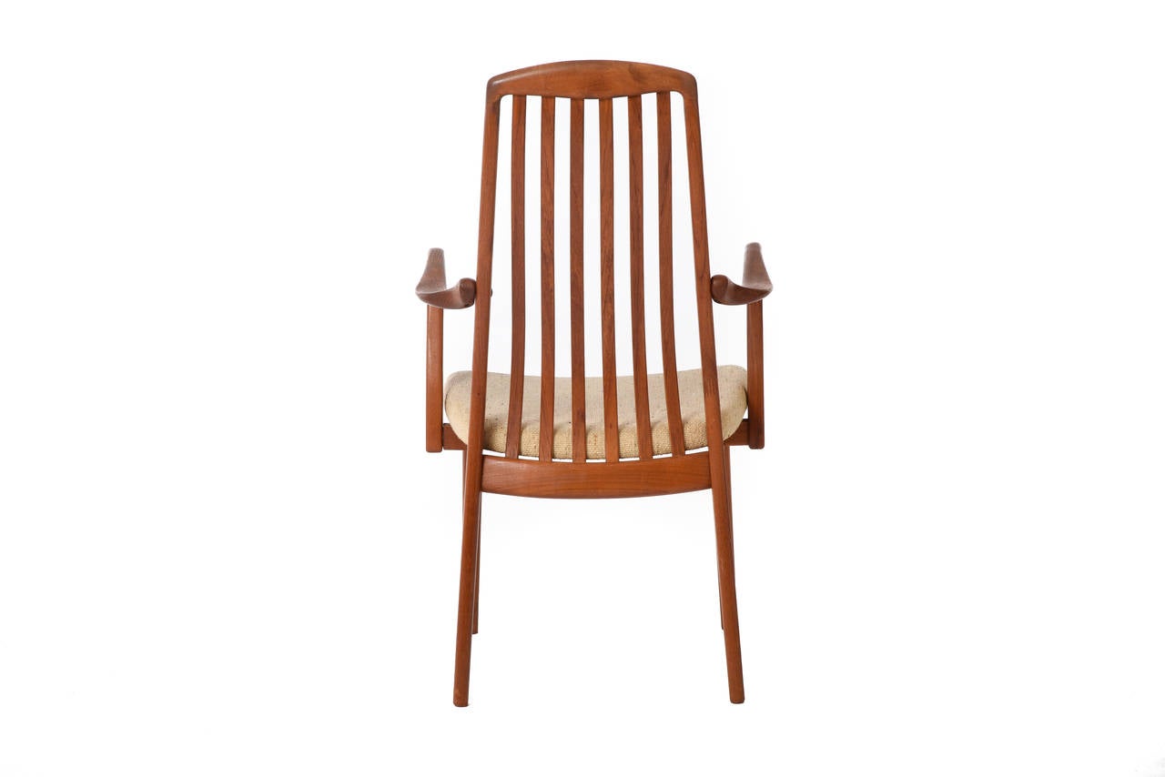 Oiled Danish Modern Slat-Back Dining Chairs, Set of Six