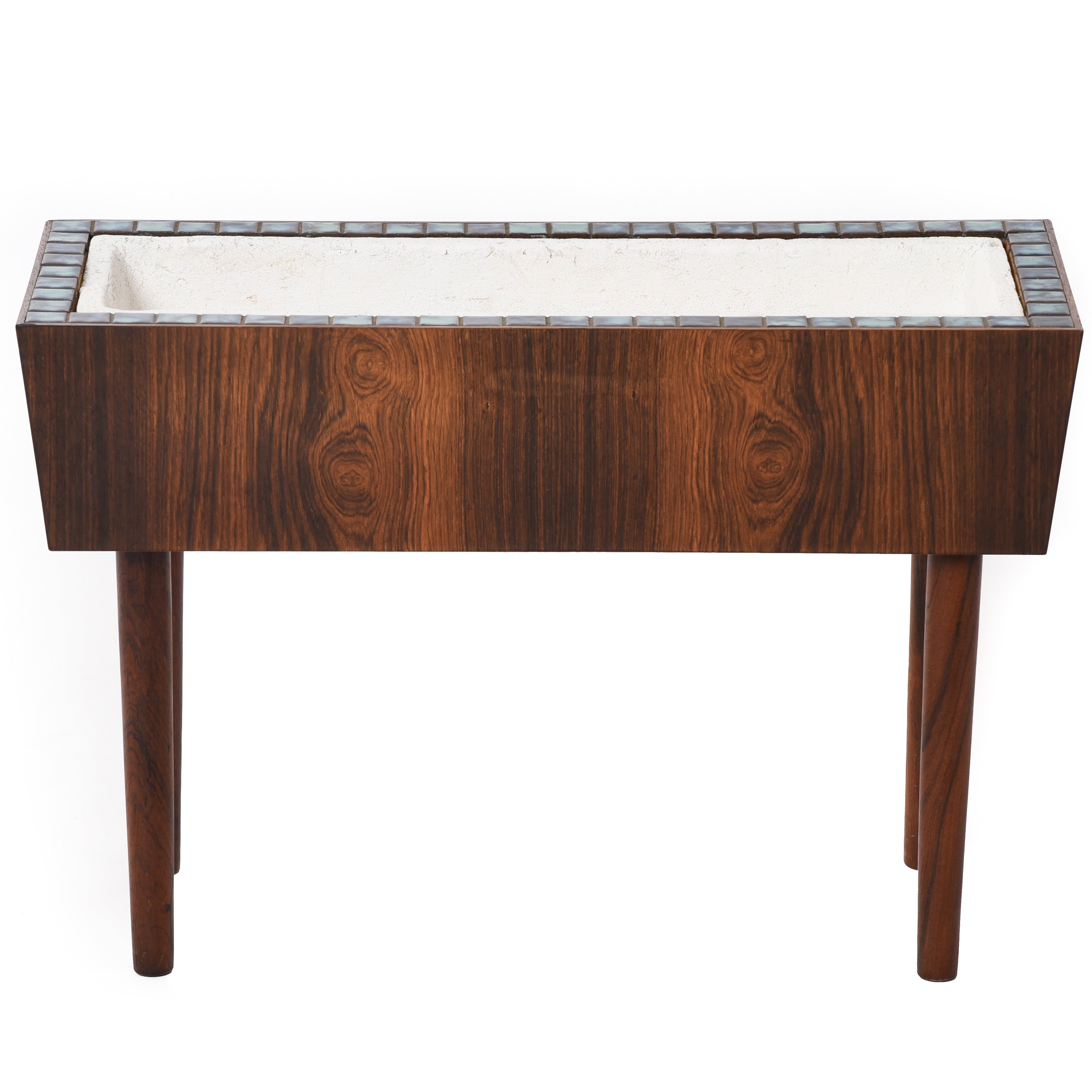 Danish Modern Rosewood and Tile Planter, Mid Century