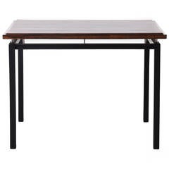 Danish Modern Rosewood Side Table with Metal Base, Vintage