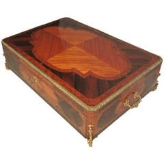 Large Box in Rosewood Marquetry and Gilded Bronze