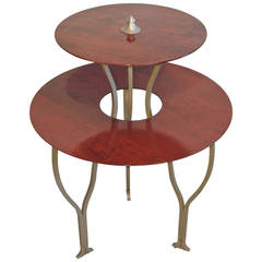Bi-Level Round Table in Solid Mahogany