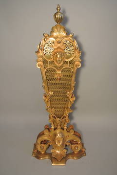 Bronze Doré Fire Place Screen in a Peacock Fan Design