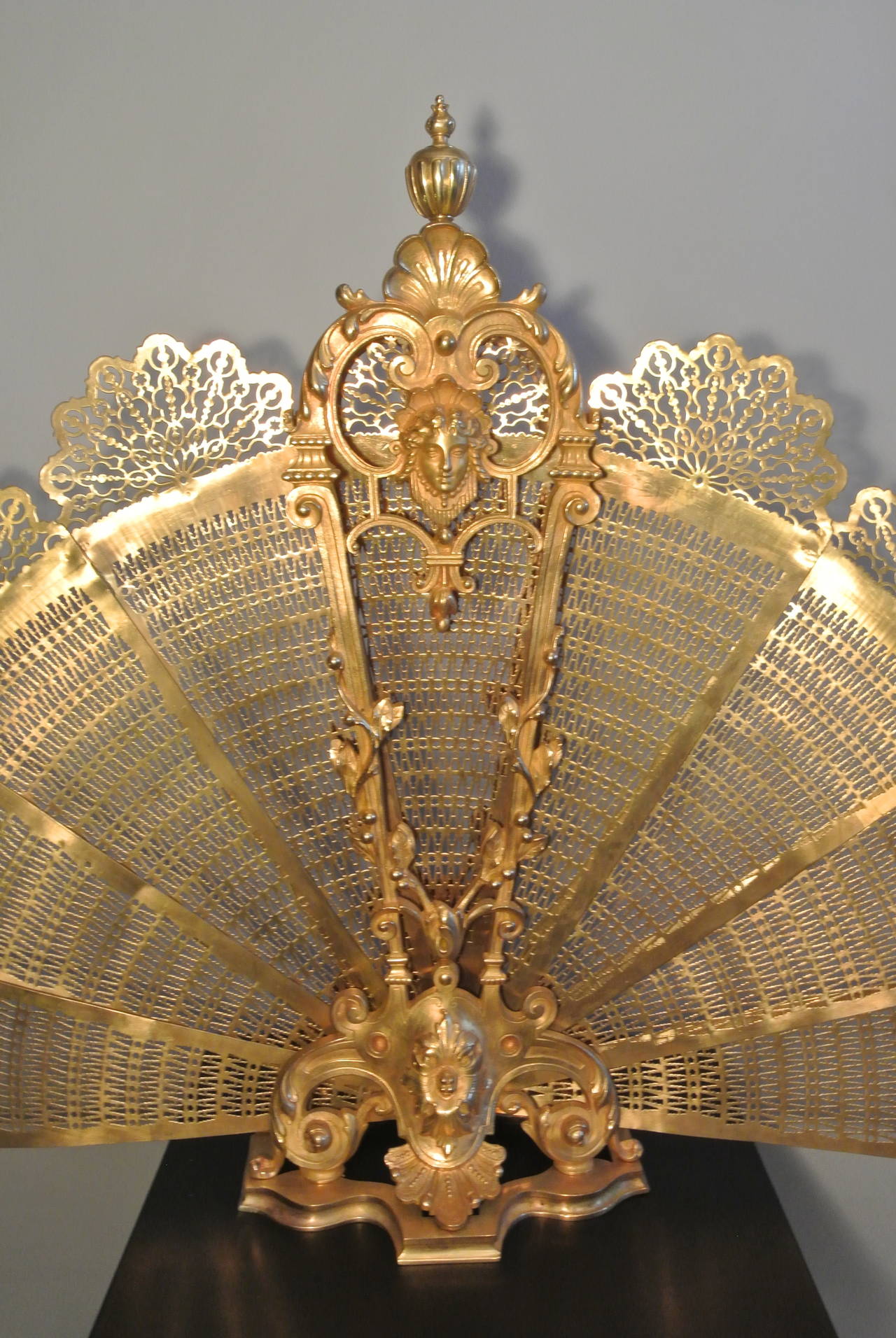 Napoleon III Bronze Doré Fire Place Screen in a Peacock Fan Design