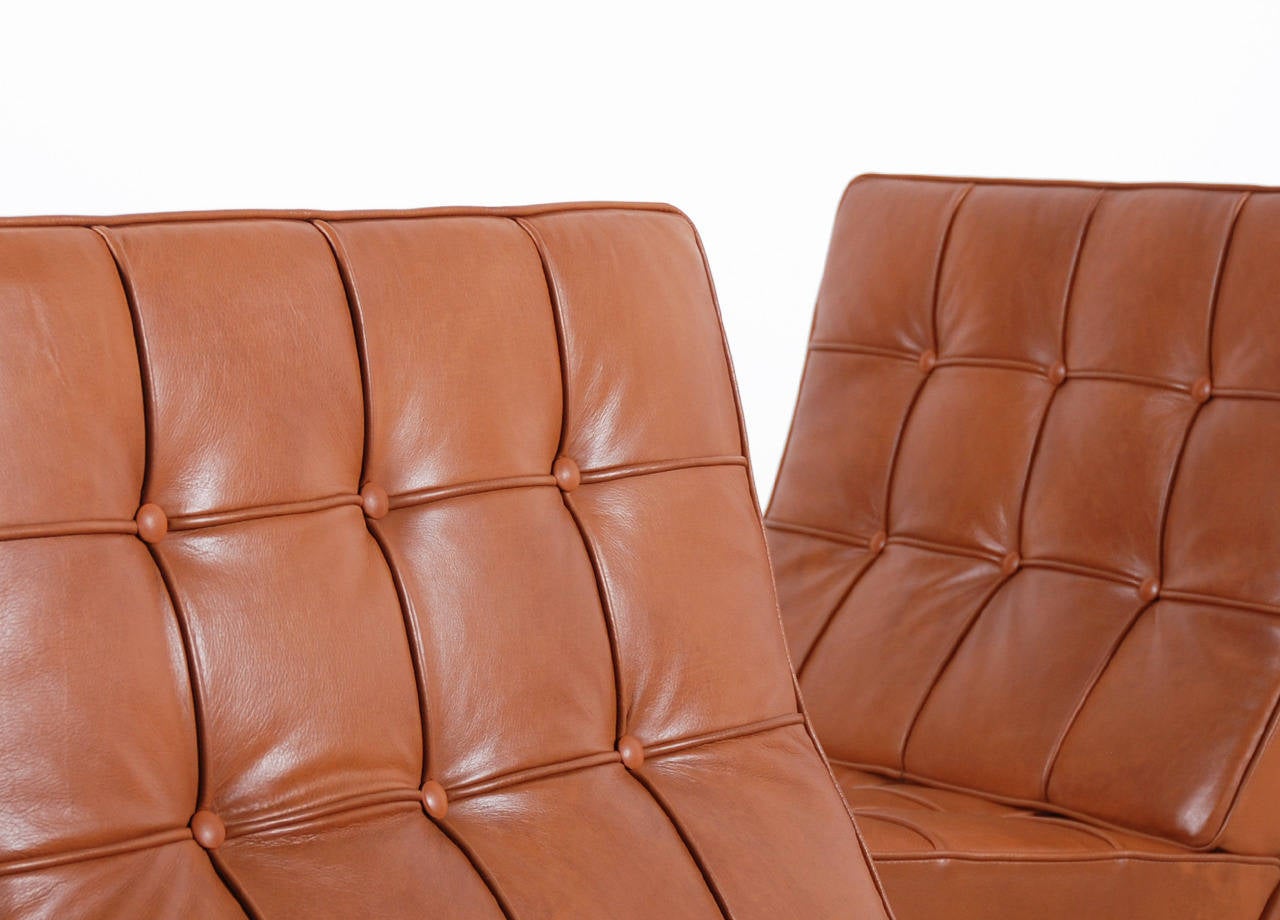Mid-Century Modern Florence Knoll Pair of Parallel Bar Lounge Chairs