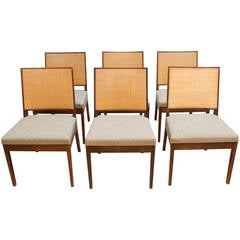 Set of Six Walnut and Cane Dining Chairs by John Kapel for Glenn of California