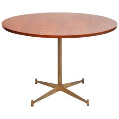 Paul McCobb Round Walnut and Alumninum Dining Table for Directional