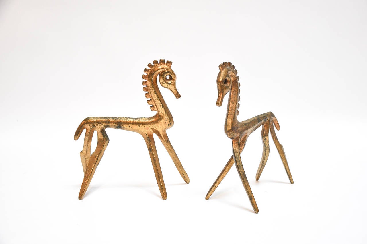 Mid-Century Modern Pair of Frederick Weinberg Bronze Horses