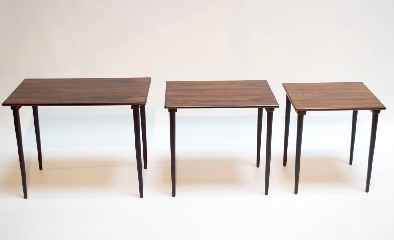 Scandinavian Modern Set of Scandinavian Rosewood Nesting Tables by Westnofa