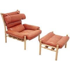 Inca Lounge Chair with Ottoman by Arne Norell