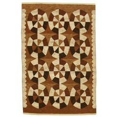 Geometric Mid Century Swedish Flat-Weave Rug