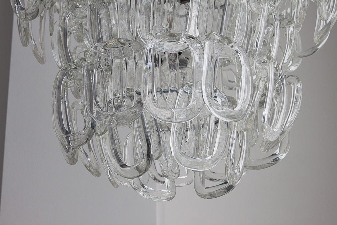 Italian Angelo Mangiarotti Glass Link Chandelier
