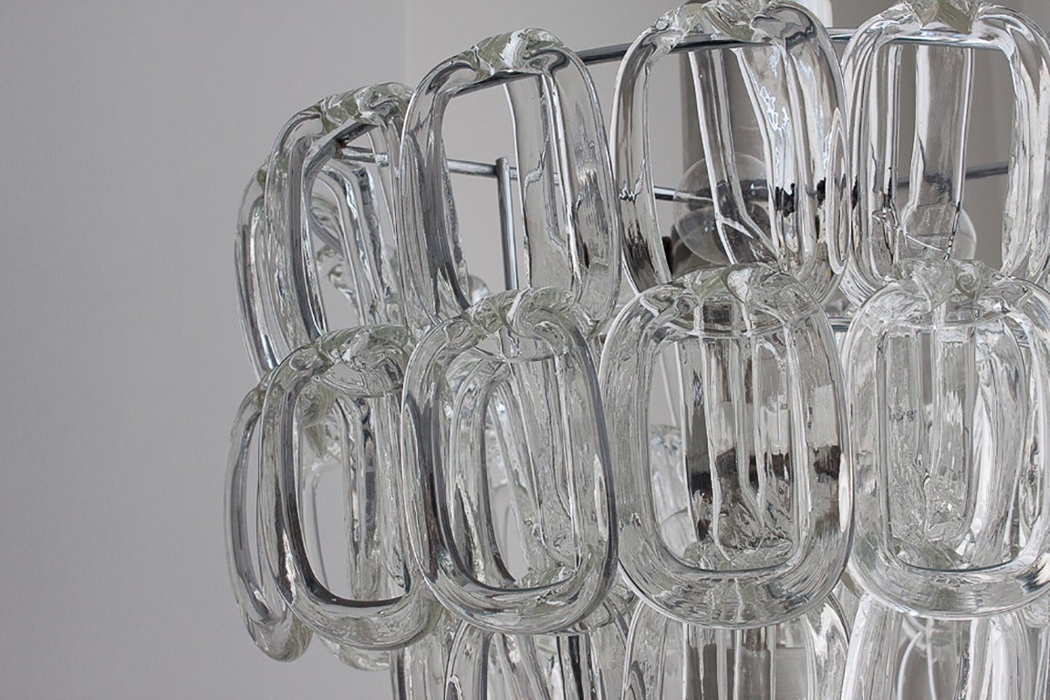 Angelo Mangiarotti Glass Link Chandelier In Excellent Condition In Chicago, IL