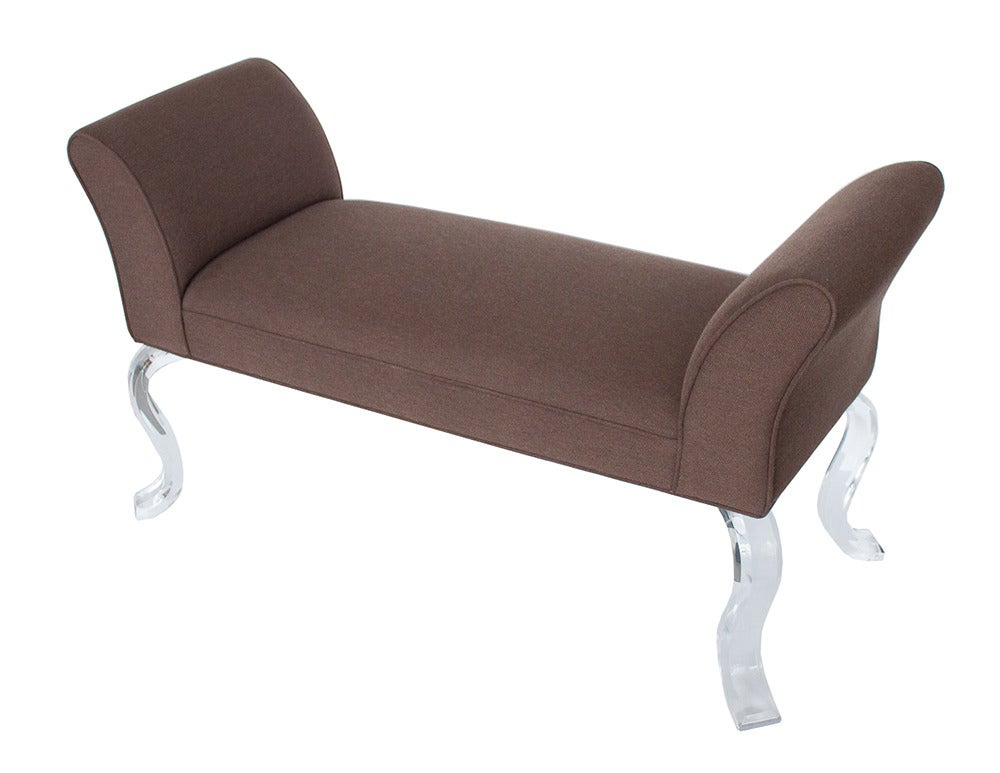 American Lucite Leg Upholstered Bench by Haziza