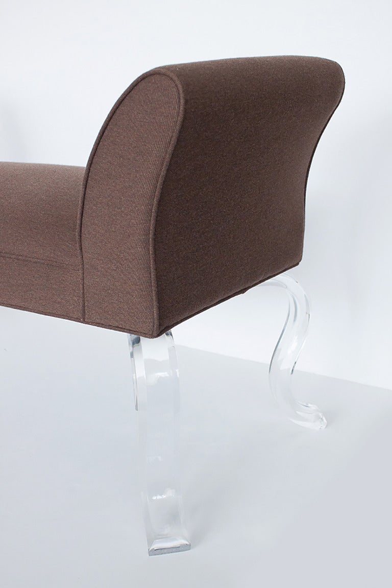 Lucite Leg Upholstered Bench by Haziza 1