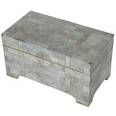 Maitland Smith Gray Tessellated Stone Trunk or Box
