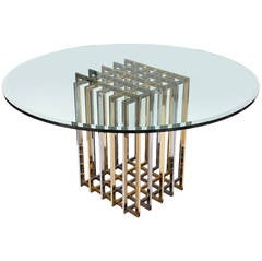 Pierre Cardin Chrome and Brass Pedestal Dining Table
