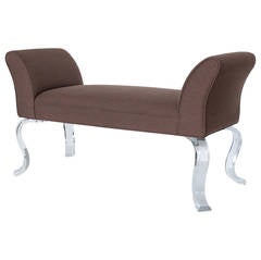 Lucite Leg Upholstered Bench by Haziza