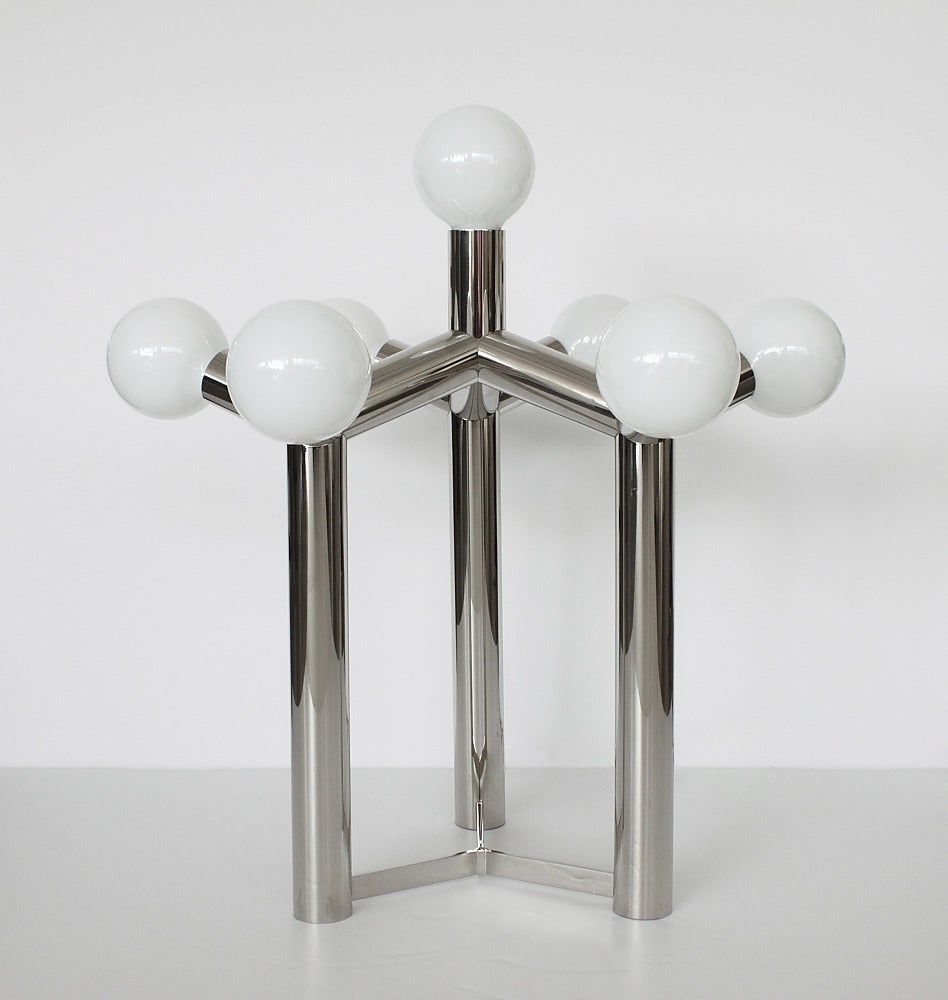 Mid-Century Modern Robert Haussmann Nickel Molecule Table Lamp
