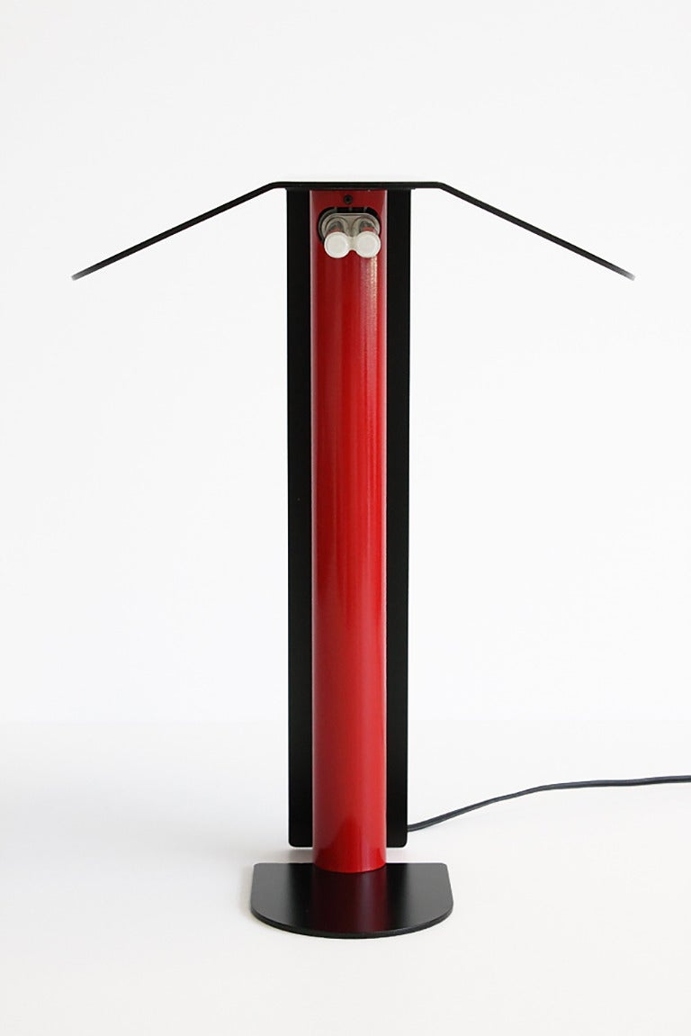 black and red lamps