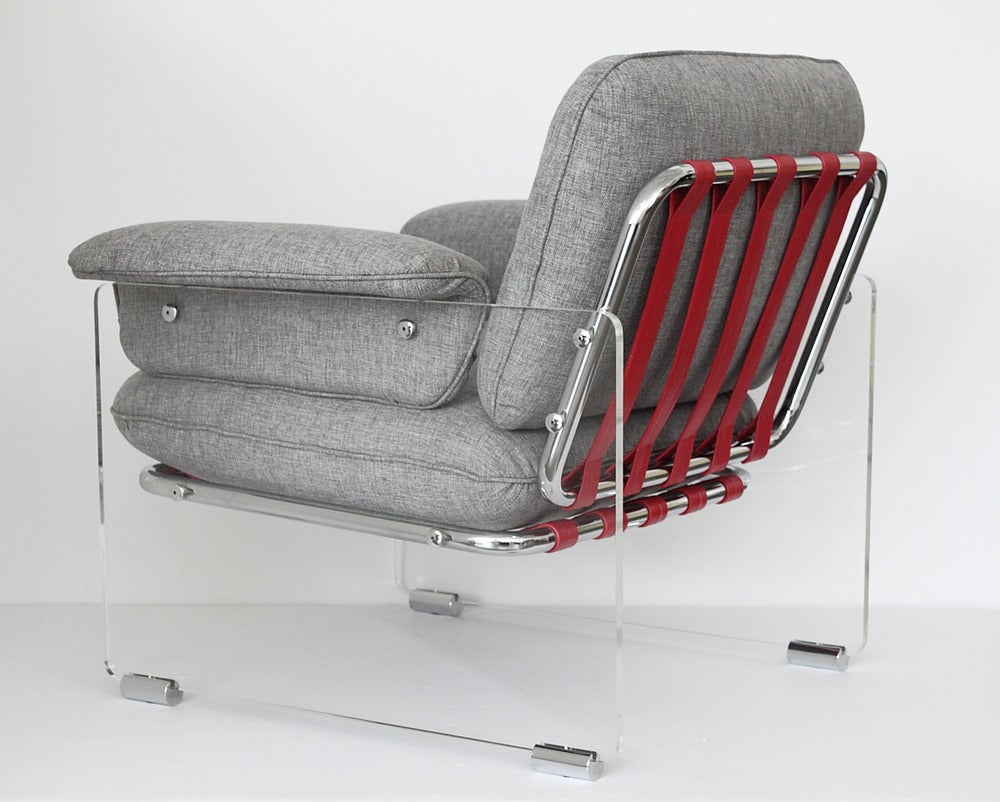 Pace Collection Argenta Lucite Lounge Chair and Ottoman In Excellent Condition In Chicago, IL