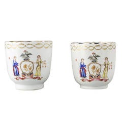 Chinese export porcelain coffee cups with arms of New York State, 18th century