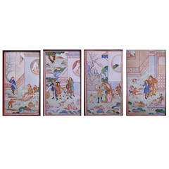 Set of four Chinese European subject enamel plaques, mid 18th century